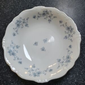 2 Johann Haviland Bavaria Vintage Set Blue Floral Dinner Plates Bowl Silver Trim